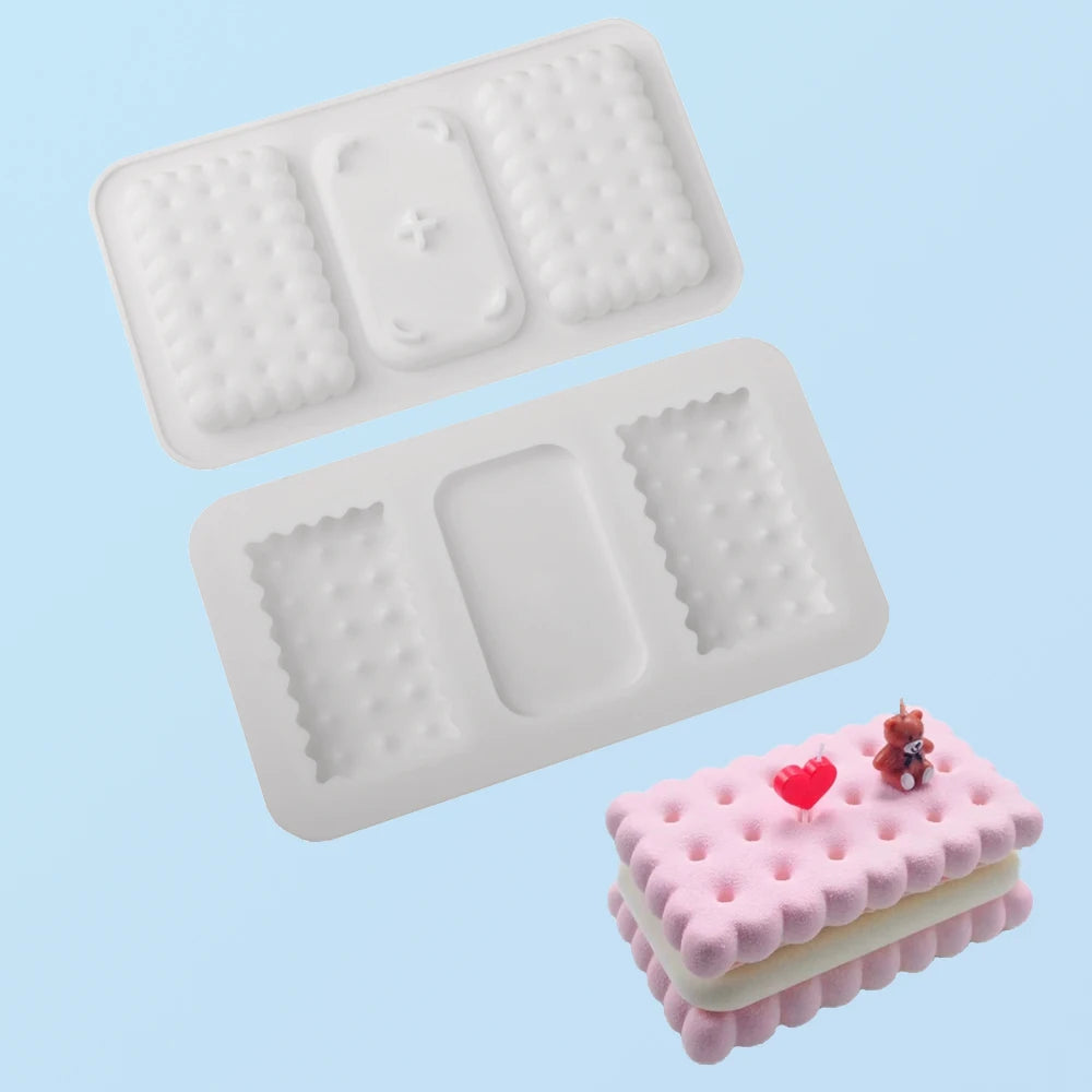 Moldes de silicone para bolachas, chocolates ou bolos em forma de coração, quadrado ou retangular, utensílios de cozinha para pastelaria e sobremesas