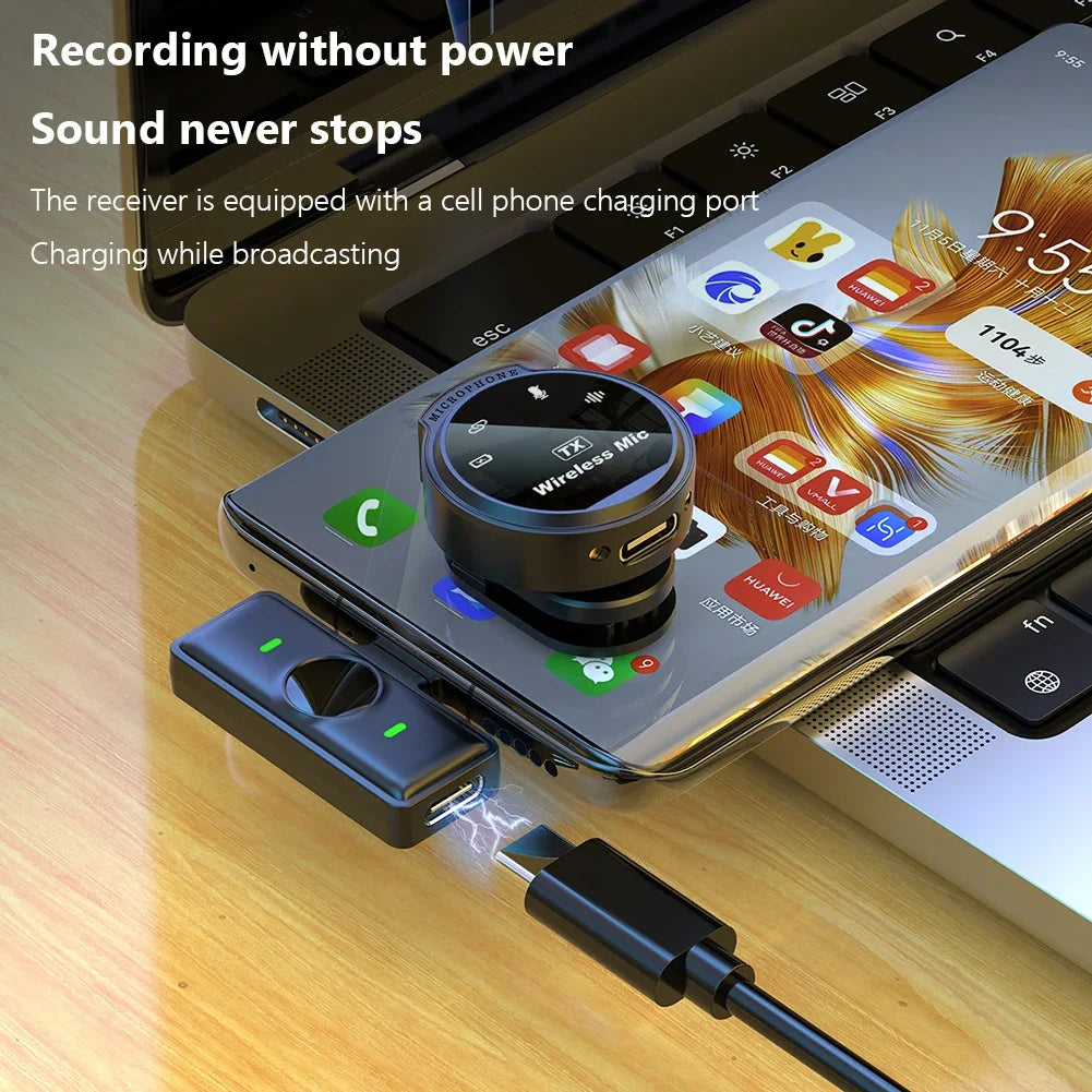 XinMic Wireless Lavalier Lapel Microphone Noise Cancel Live Game Android Mini Mic Type-C Phone Outdoor Recording Interview PC