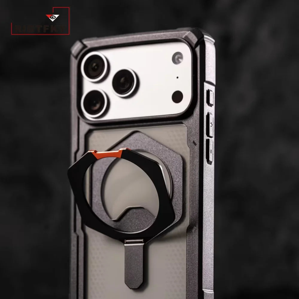 Transparent Military Shockproof Armor Phone Case For Iphone 17 Air 16 15 14 Plus 13 12 Pro Max Magnetic Holder Protective Cover