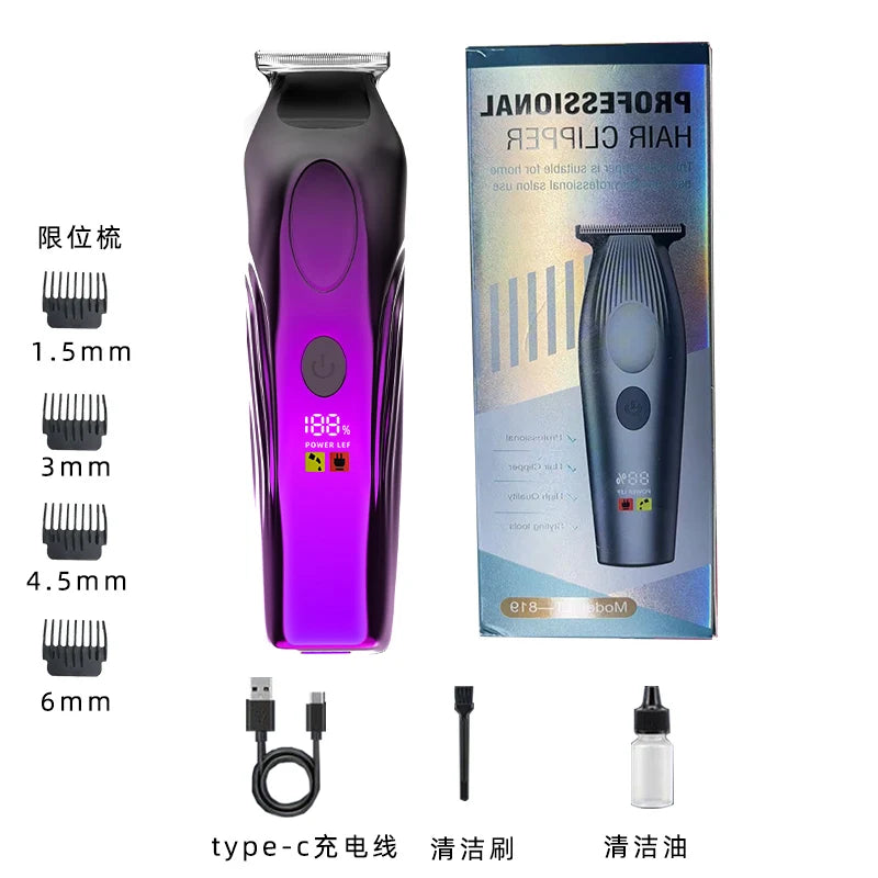 Hairdressers Use Professional Electric Clippers, Digital Display Electric Hair Clippers, and Household Electric Clippers