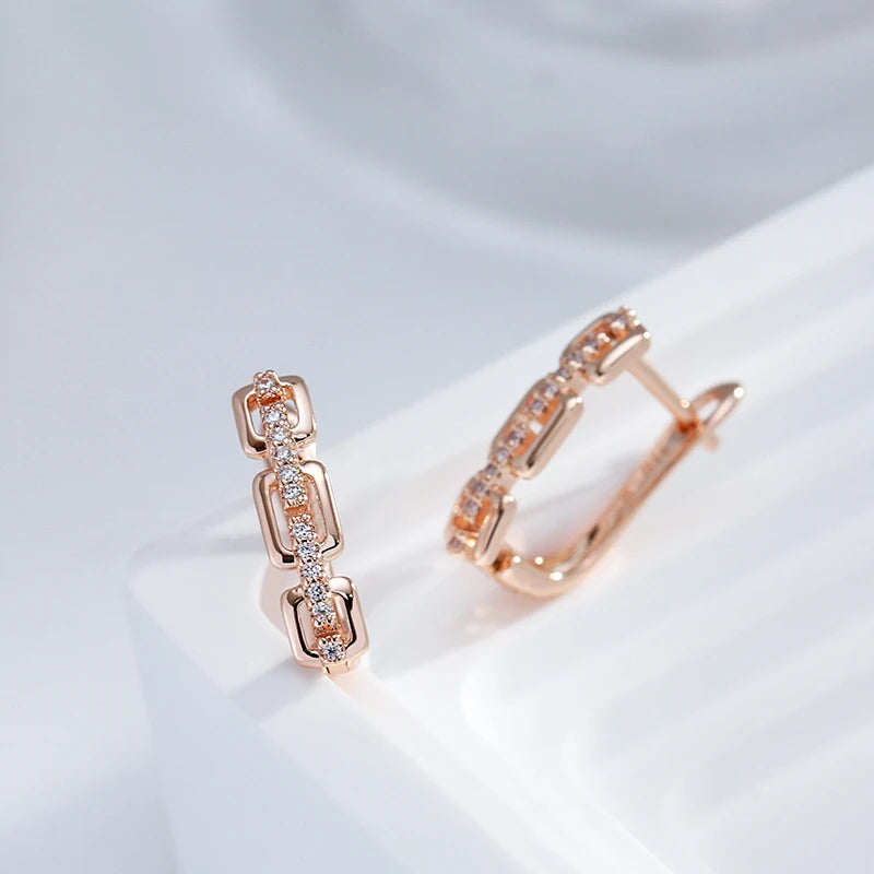 JULYDREAM Personality Chain Design Inlay White Zircon Gold Color Earrings for Women Party Wedding Jewelry Fashion Accessories