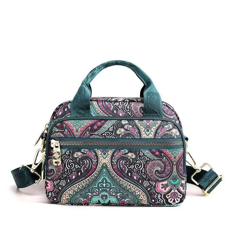 New Nylon Canvas Bag Large Bag Waterproof Shopping Bag Large Capacity Floral Shoulder Handbag Women Bag Mother Bag