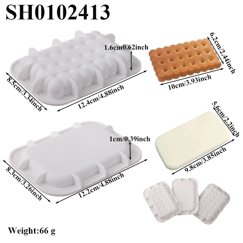Moldes de silicone para bolachas, chocolates ou bolos em forma de coração, quadrado ou retangular, utensílios de cozinha para pastelaria e sobremesas