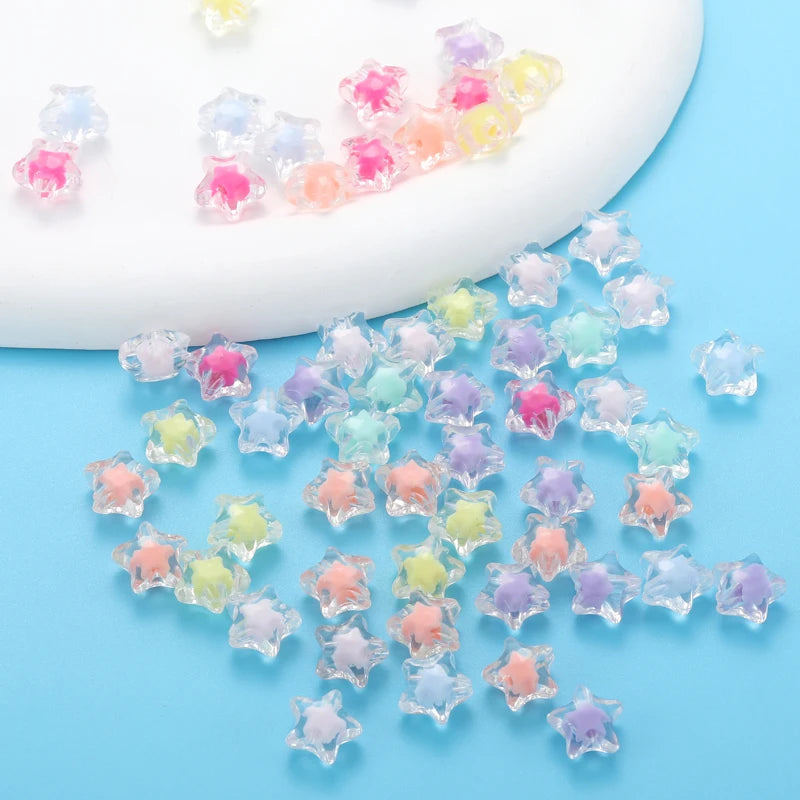 50-100pcs Acrylic Star Candy Color Bead Charms Loose Spacer BeadsBracelet Necklace Beads For Jewelry Making DIY Accessories W334