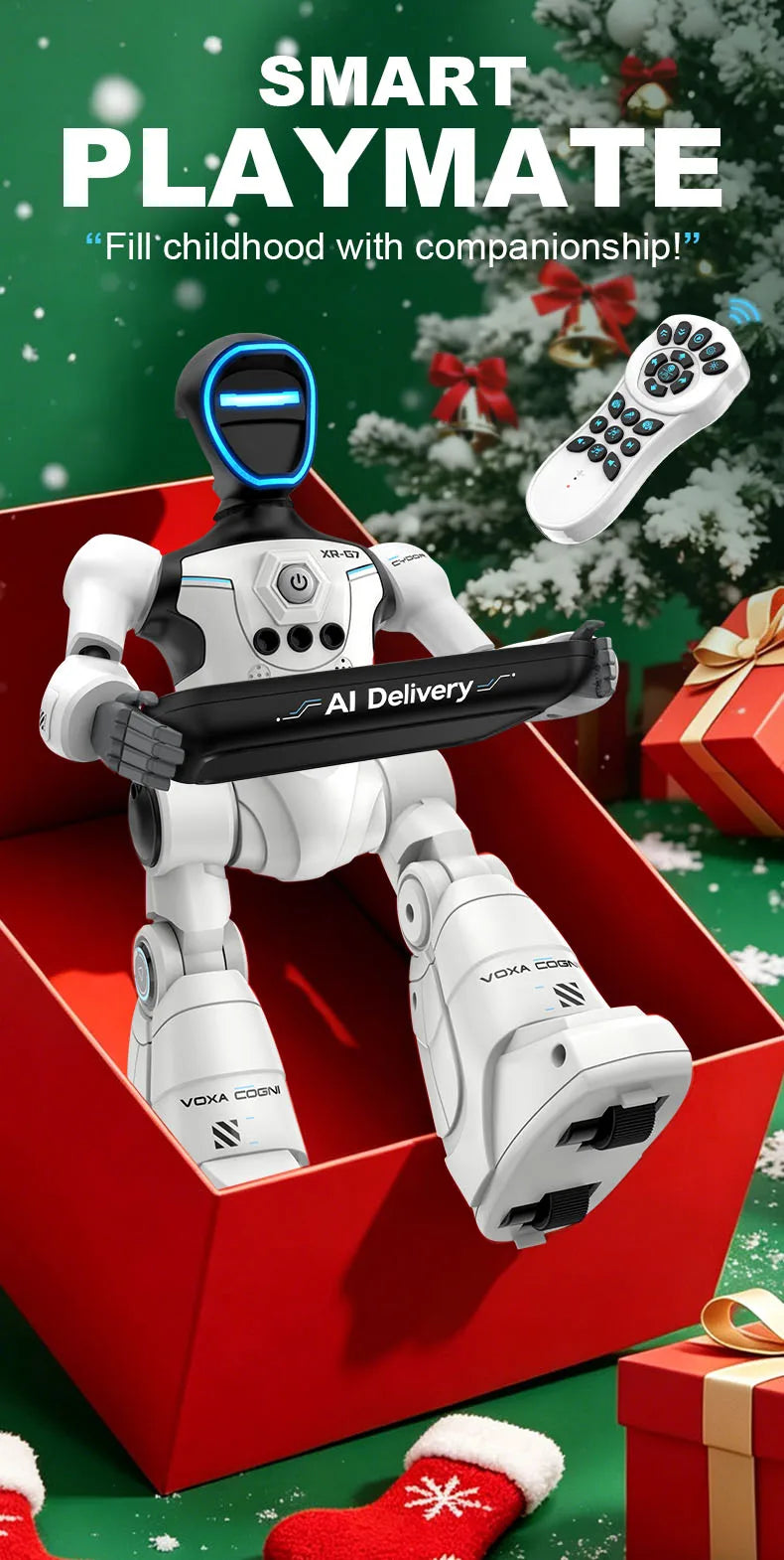 AI Smart Voice Robot Toy with Gesture Sensing & Smart Programming, Interactive Robot with Lights & Music, Perfect Gift for Kids