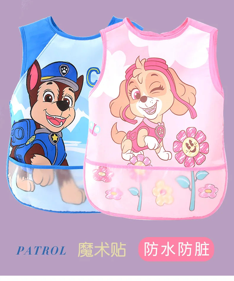 Genuine Paw Patrol Baby Bibs Colorful Cartoon Waterproof Bib Infant Eating Children Drawing Sleeveless Pocket Apron Self Feeding