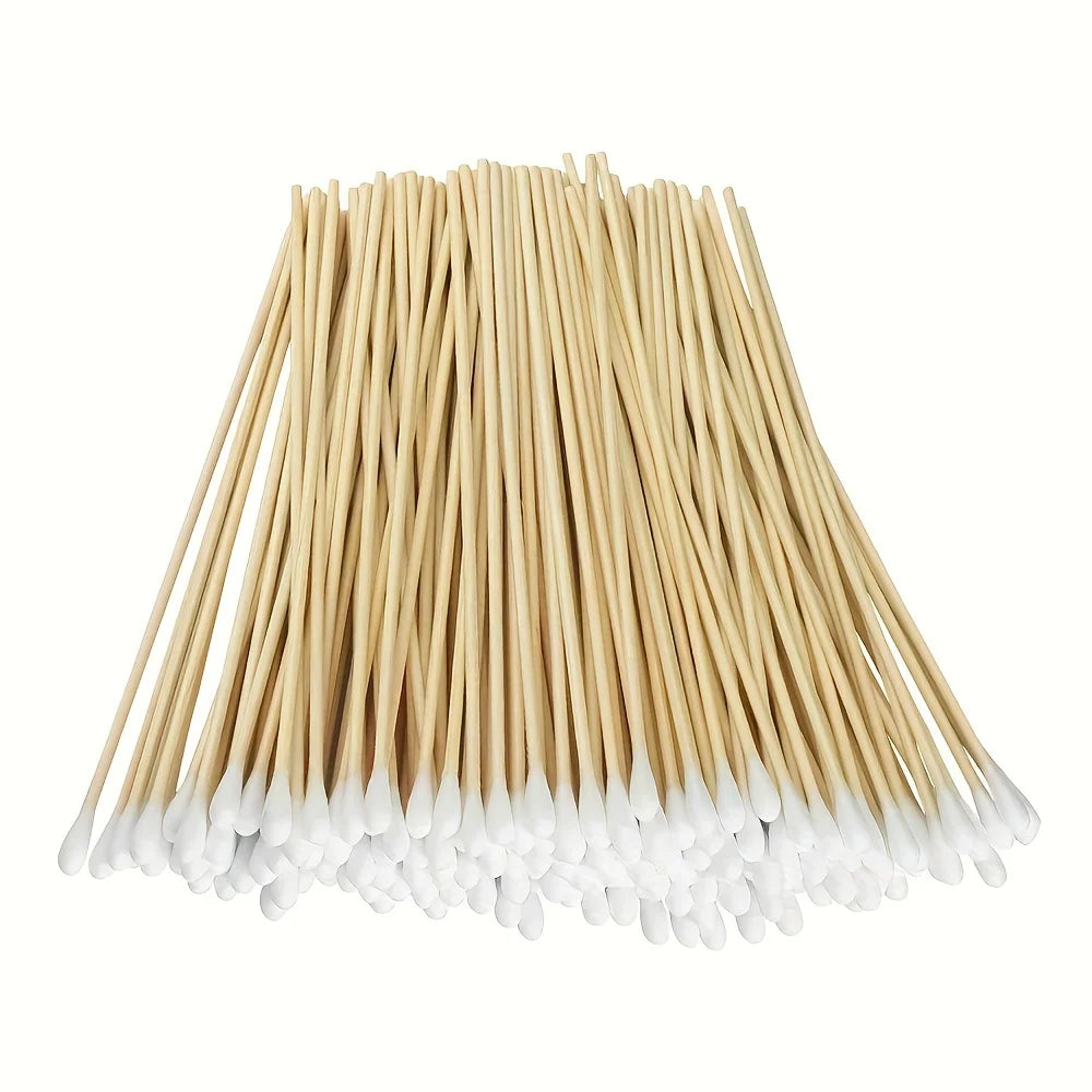 100/300Pcs 6 Inch Long Cotton Swabs with Wooden Handles, Cotton Tipped Applicator for Cleaning, Cotton Sticks Oil Makeup