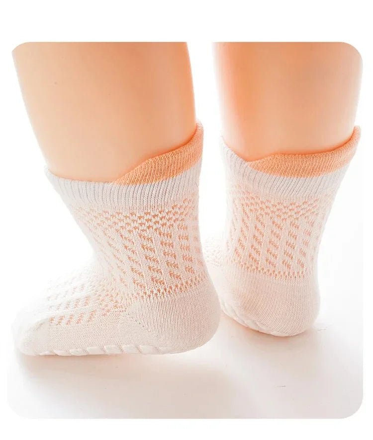 3pairs/lot 6 Colored Of Net Eye Non-slip Baby Girl Sock Hollow-out Breathable Thin Infant Girl Cotton Socks Children's Socks Kit