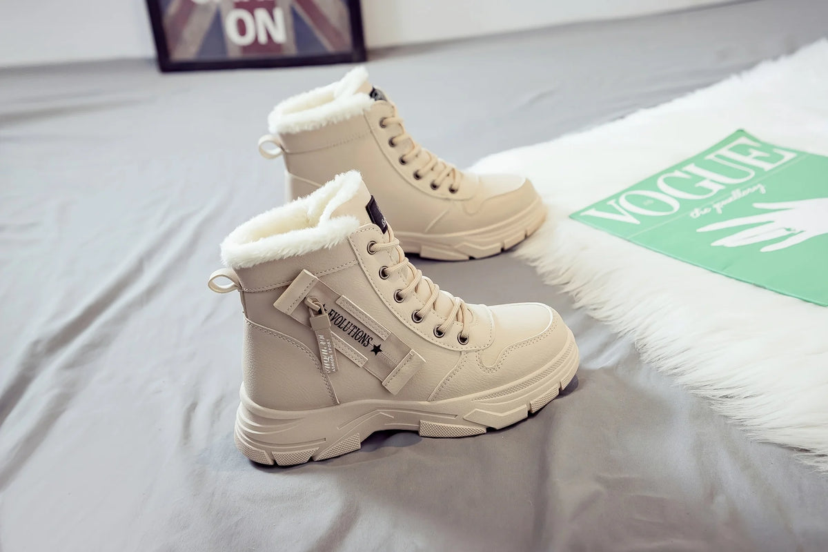 Botins de Senhora, Botins Curtos, Botas de Inverno com Forro Espesso e Isolamento, Elegantes e Versáteis, Botas de Inverno de Sola Grossa