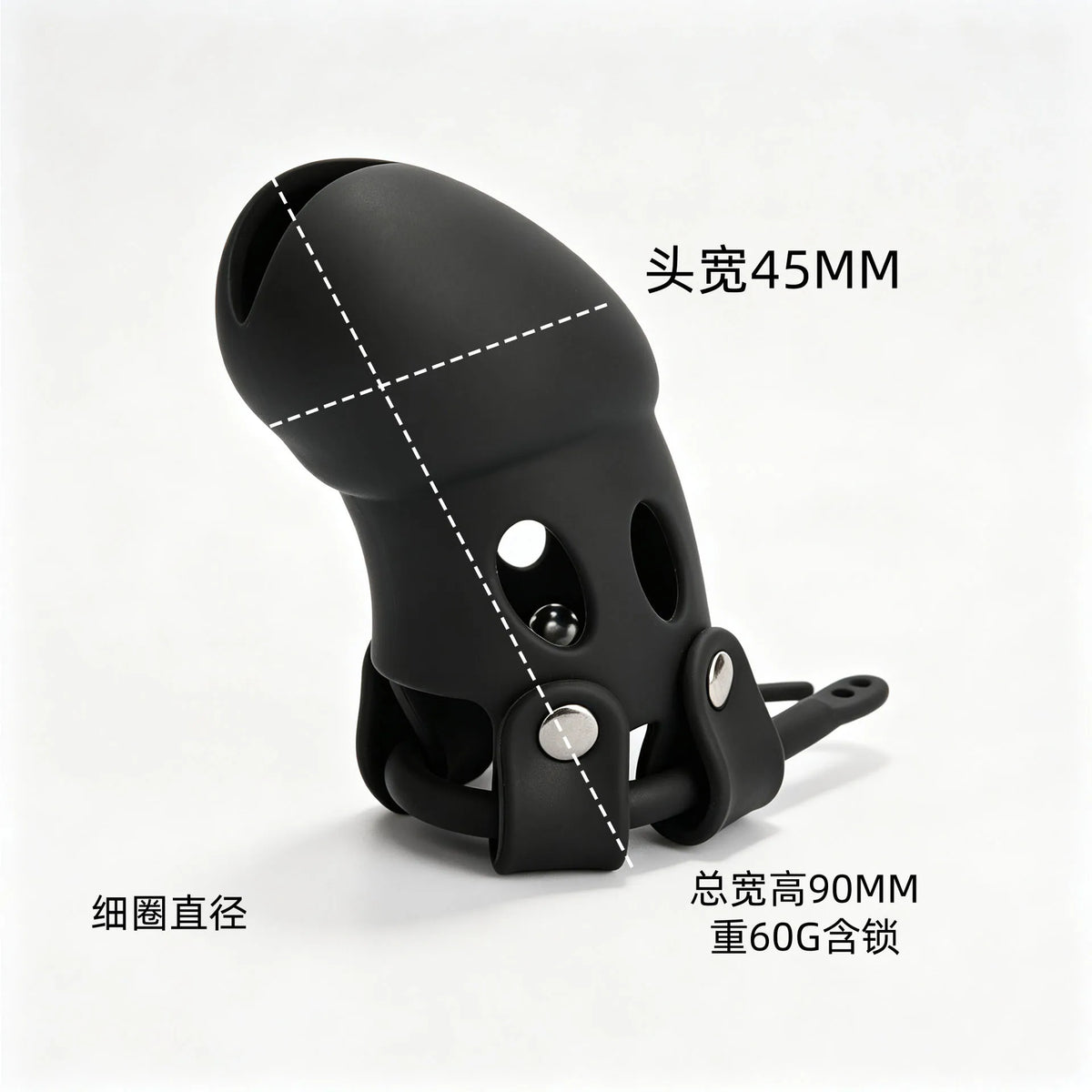 Leather Chastity Harness with Silicone Cage - Adjustable Male Chastity Belt Pants for Locked Play