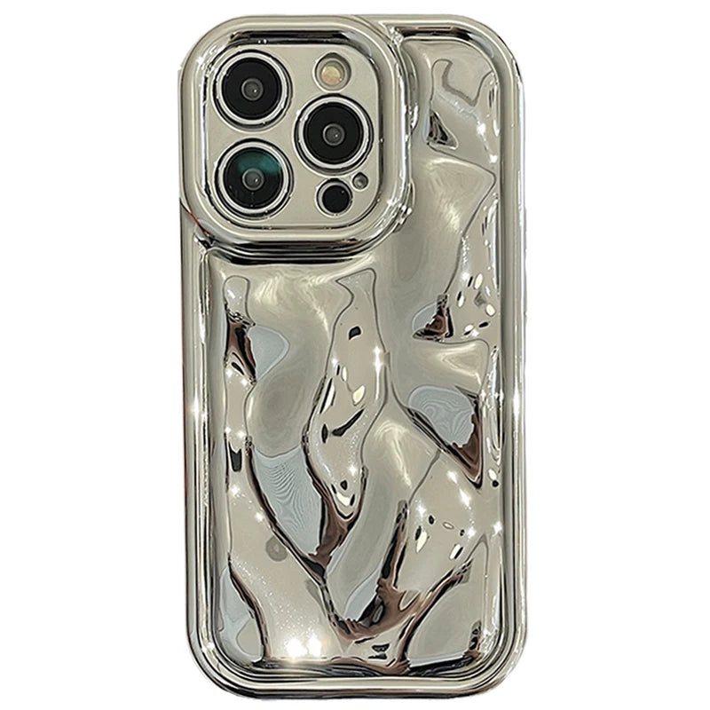Glossy Laser Meteorite Texture Plating Phone Case For iPhone 11 12 13 14 15 16 17 Pro Max Air Plain Color Anti-knock Cover