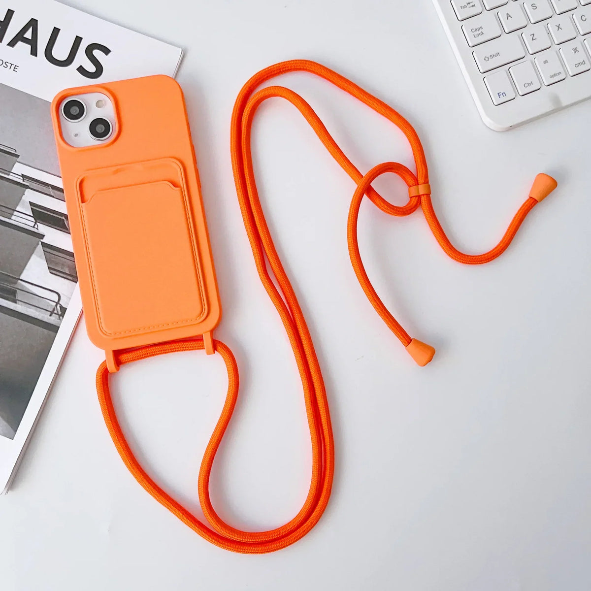 Crossboby Lanyard Rope Phone Case with Card Holder For iPhone 17 16 E 15 14 13 12 11 Pro Max Necklace Strap Soft Silicone Cover