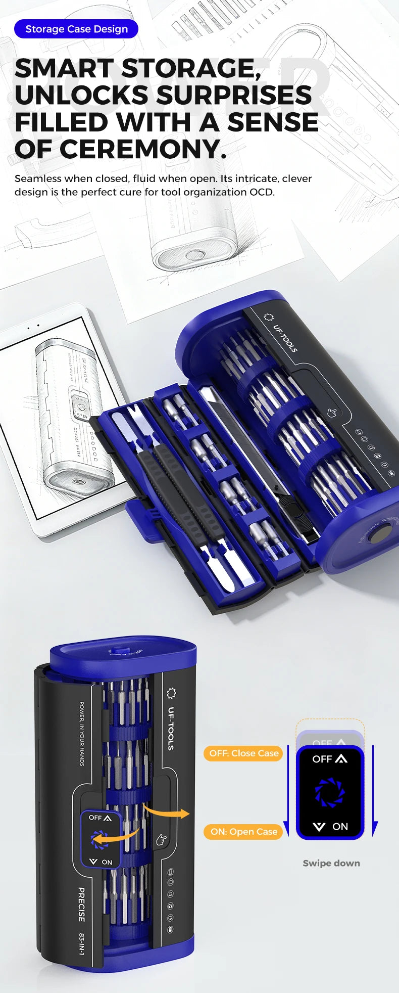 83 IN 1 Precision Electric Screwdriver Set Cordless 4 Levels Adjustable Comes Fill Light Rechargeable For IPhone Watch Camera PC