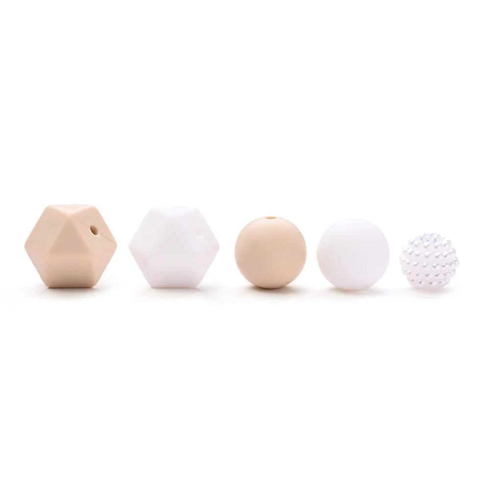 7Pcs Silicone Bead Set Soft Non Toxic Biteable Silicone Beads for Handmade Pacifier Chain Teeth Grinding Jewelry