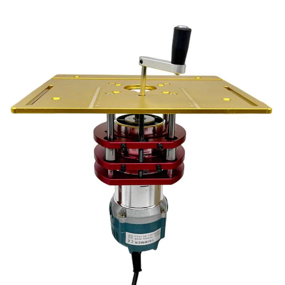 Precision Aluminum Router Lift Kit Hand Crank Router Plate Lifting System Woodworking Router Table Trimmer Engraving Machine