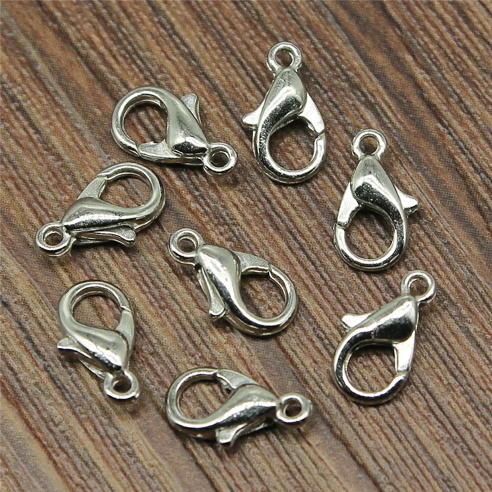 50pcs 8 Colors 12mm 10mm Metal Alloy Lobster Clasp Hooks For Necklace & Bracelet Chain DIY Fashion Jewelry Findings