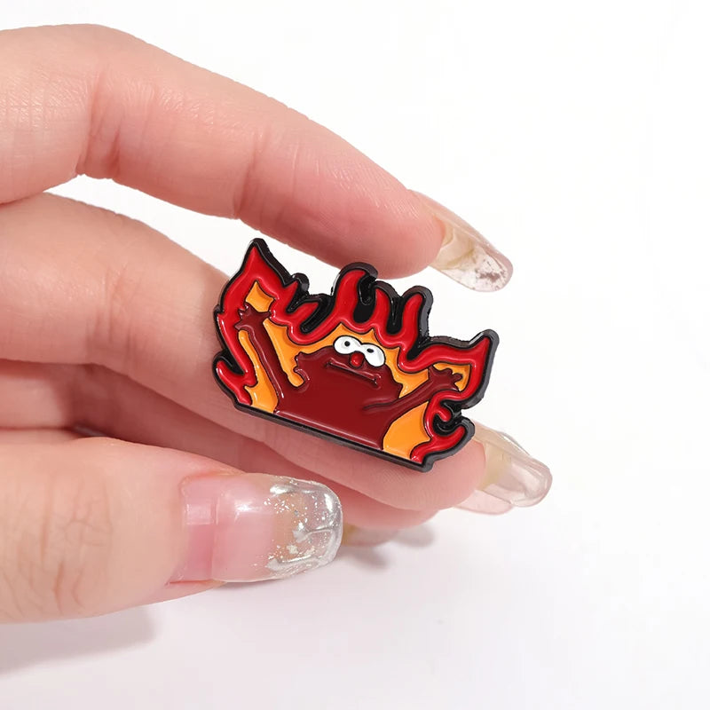 Fire Helllmo Enamel Pins Custom Cute Cartoon Brooches Lapel Badges Funny Anime Animal Jewelry Gift for Kids Friends