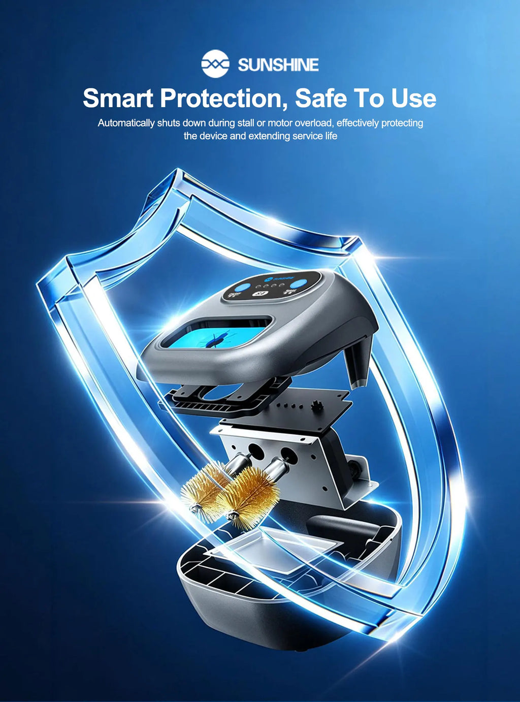 SUNSHINE S4 Smart Soldering Iron Tip Cleaner Automatic Infrared Sensor 3-Speed Adjustable Electric Cleaning Machine