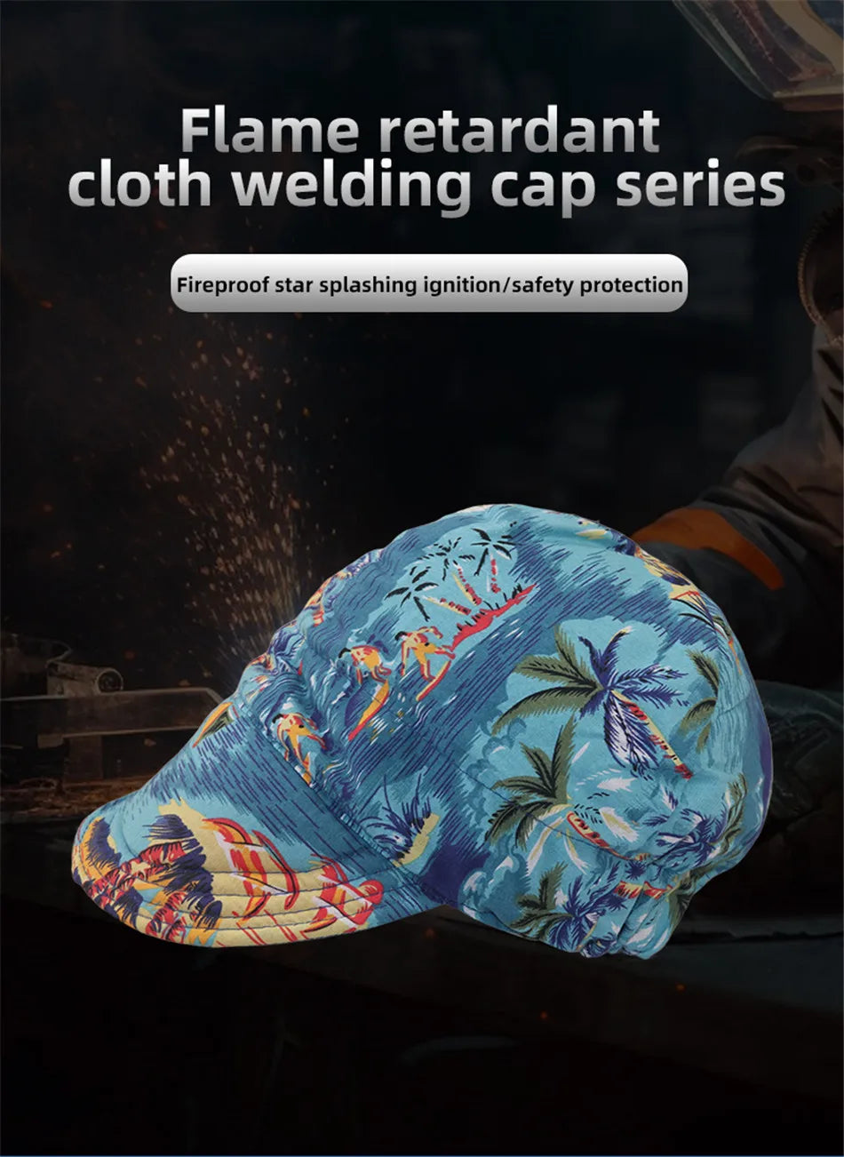 Multi-Color Flame Retardant Welding Cap, Anti-Burn Protective Head Cover Welder Work Hat