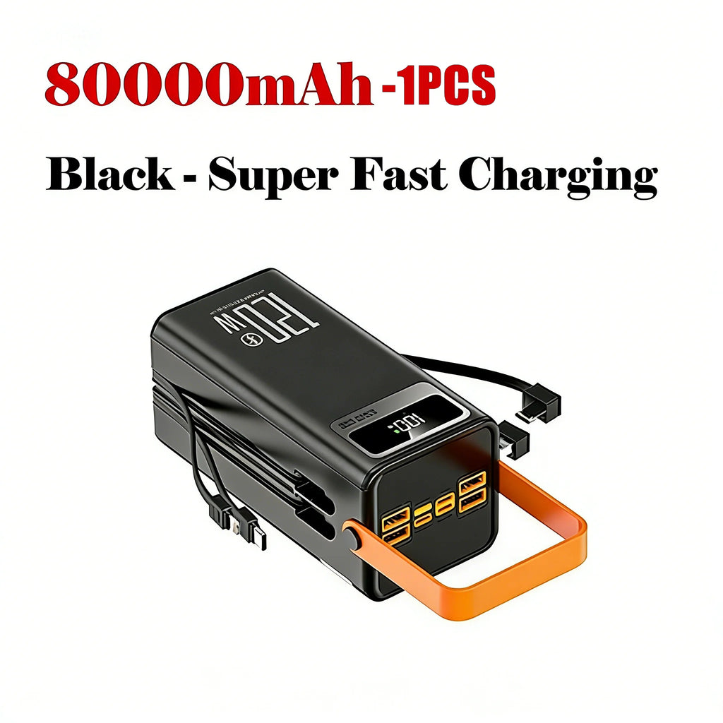 120W 30000-100000mAh Fast Charging Power Bank Large Capacity Outdoor Mobile Power Supply External Spare Battery For Camping