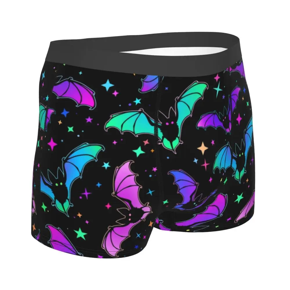 Men's Bats and Star Gothic Pattern Underwear Halloween Fashion Boxer Briefs Shorts Panties Homme Breathable Underpants S-XXL