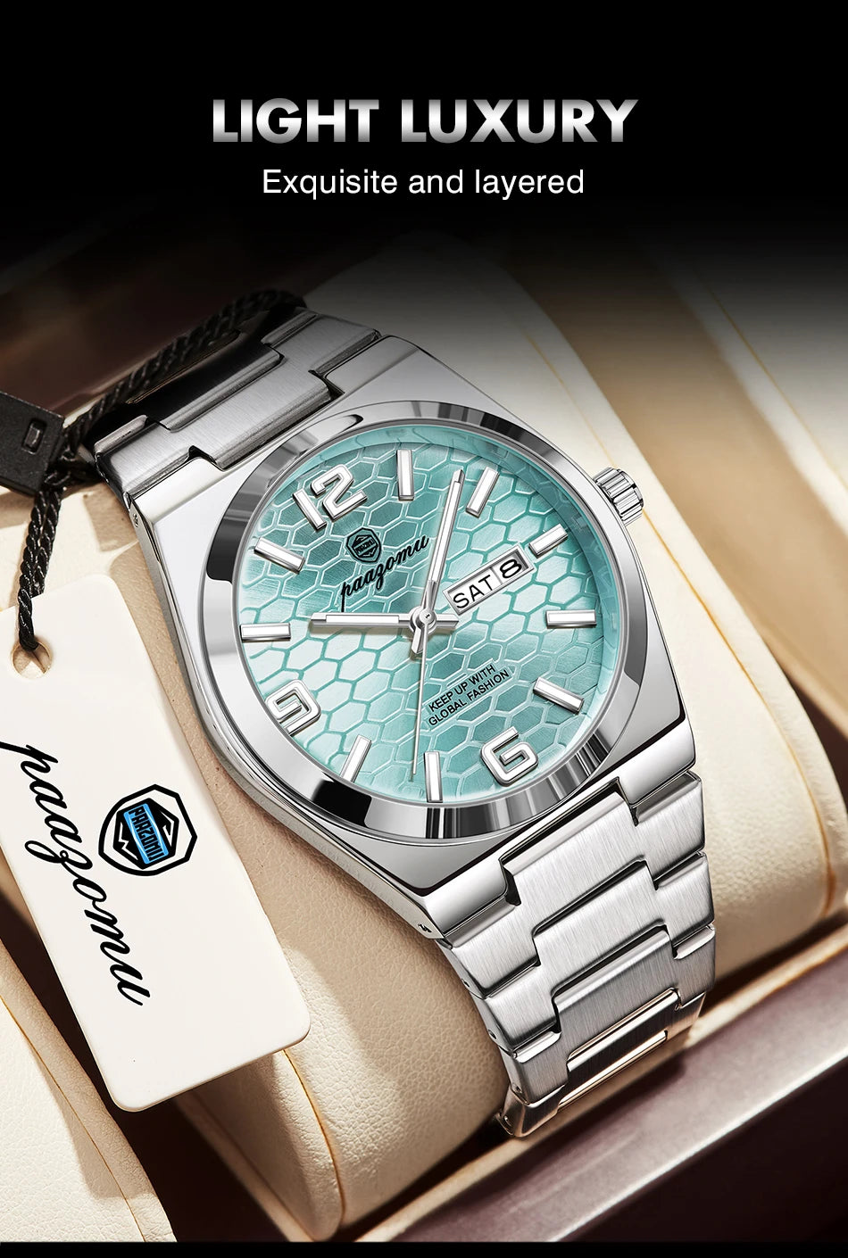 PAAZOMU Luxury Brand Man Watch Waterproof Luminous Date Week Men's Quartz Wristwatch Stainless Steel Fashion Sports Men Watches