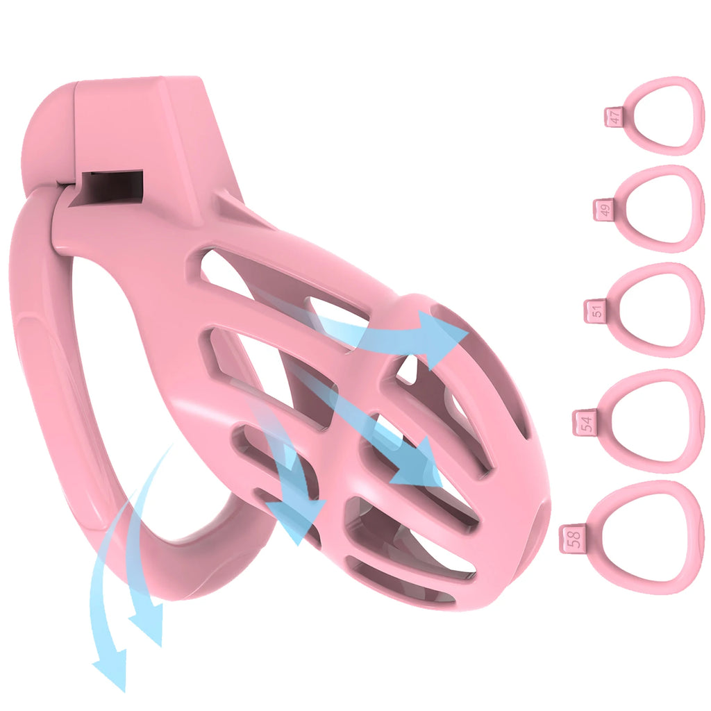 Leather Chastity Harness with Silicone Cage - Adjustable Male Chastity Belt Pants for Locked Play