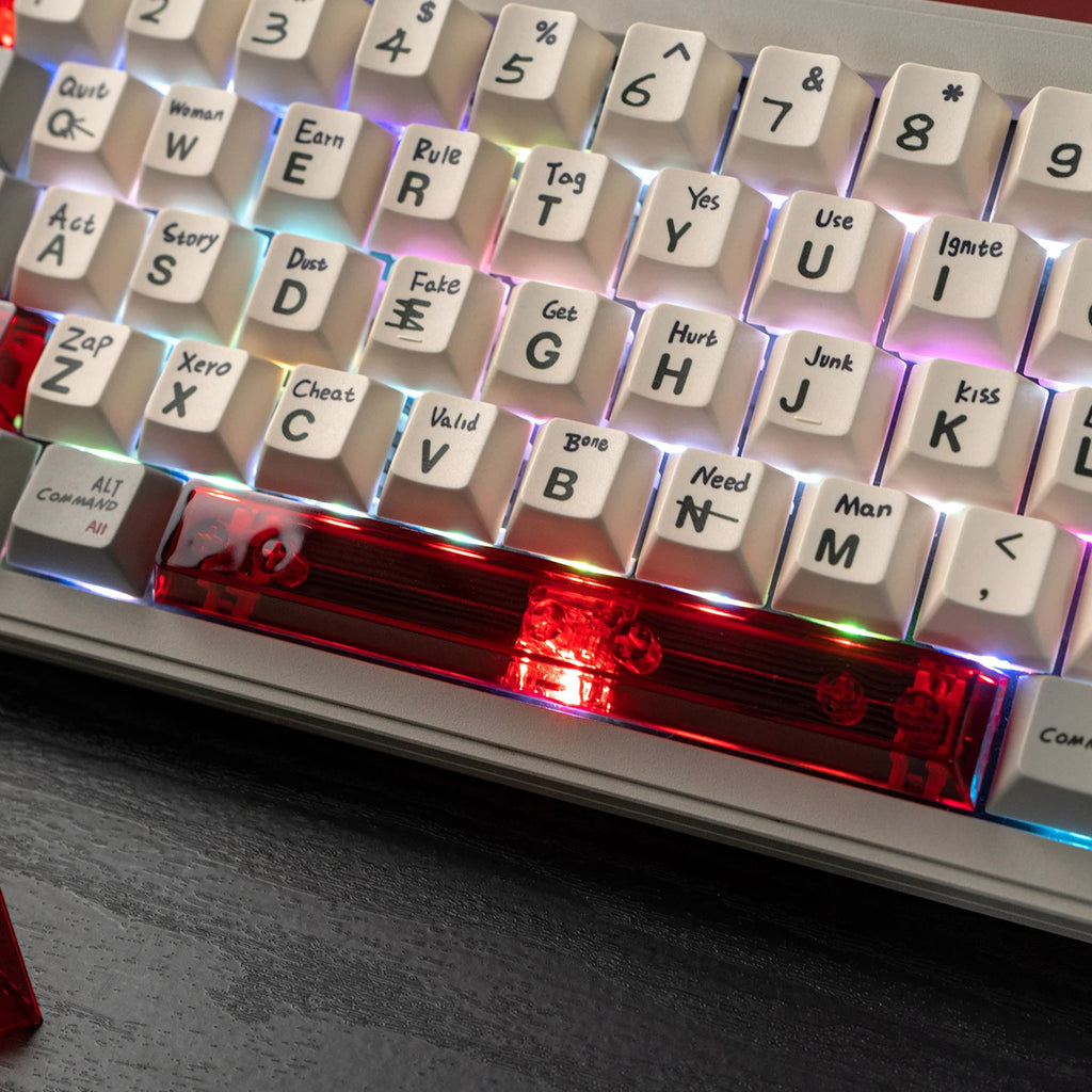 Red Transparent Keycap 10 Key Cherry Profile PC Keycap Space Bar 6.25U ESC Enter Shift Key Custom Keycap for Mechanical Keyboard