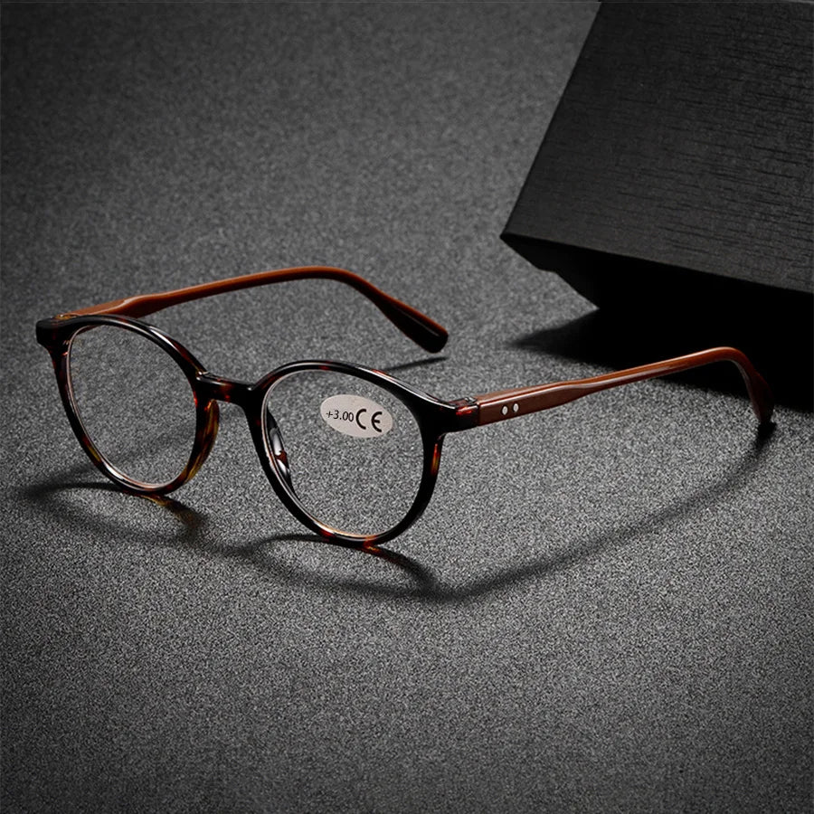 Elegant Retro Reading Glasses, Unisex Round PC Frame, High Definition Presbyopic Eyewear, Trendy Vintage Style