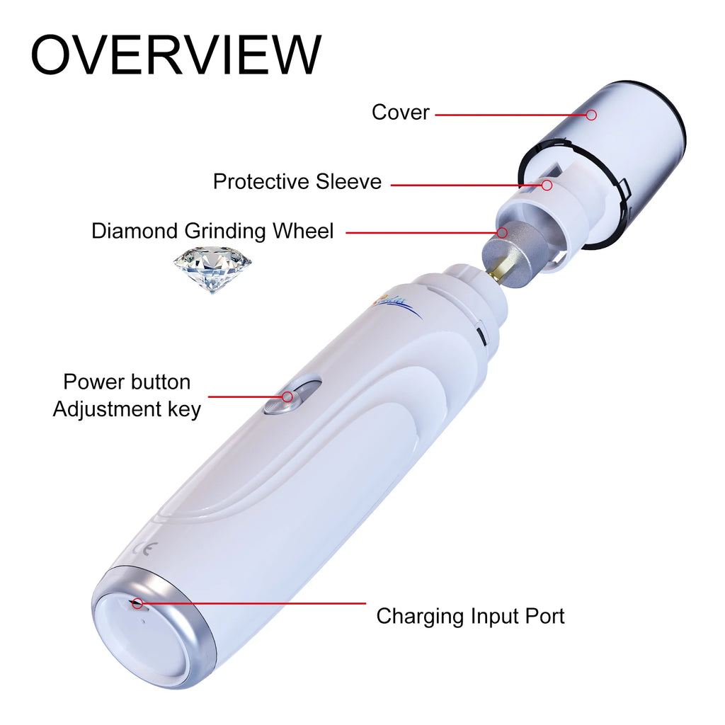 Dog Nail Grinder USB Rechargeable Electric Pet Paws Clipper & Trimmer Painless Paws Grooming Quiet 2-Speed Dog Nail File