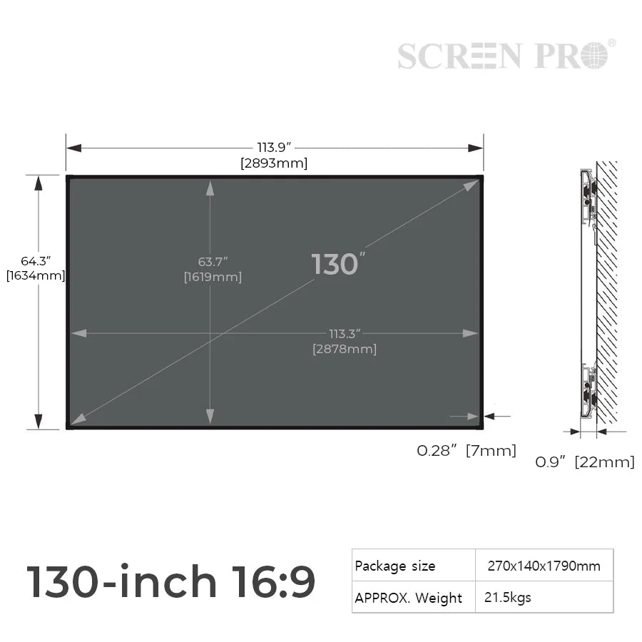 120 inch 4K Ultra HD 16:9 ALR CLR UST Ambient Light Rejecting Fixed Frame Projector Screen for Ultra-Short Throw Projectors
