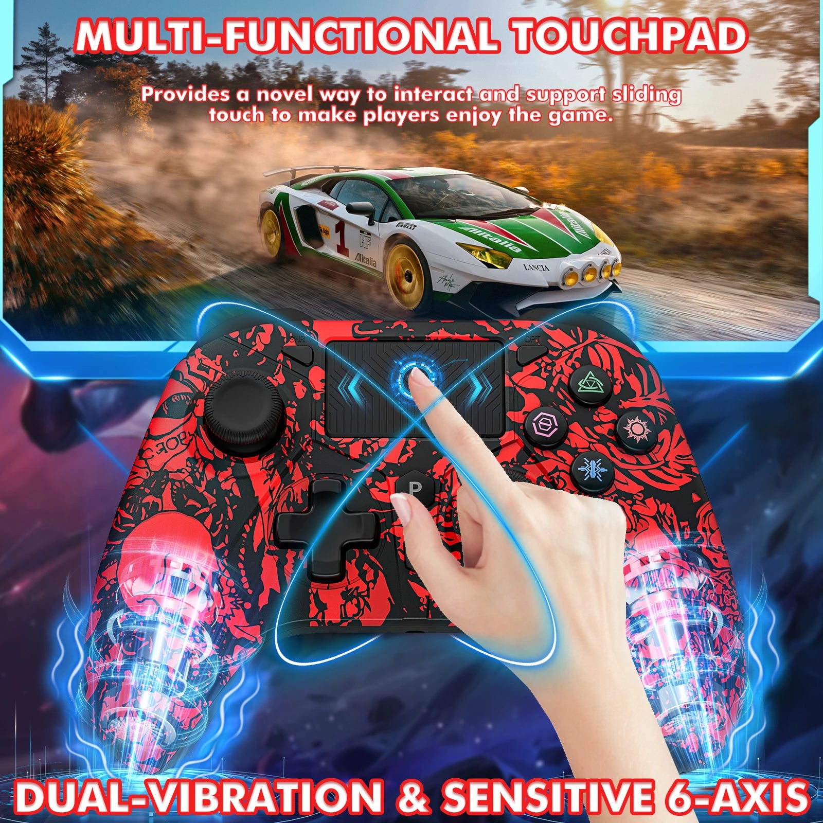 For PS4 Wireless Controller for PlayStation 4/3 Joystick Console for PS4/3 PC Android Support Bluetooth Six-Axis Dual Vibration