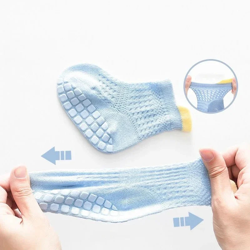 3pairs/lot 6 Colored Of Net Eye Non-slip Baby Girl Sock Hollow-out Breathable Thin Infant Girl Cotton Socks Children's Socks Kit