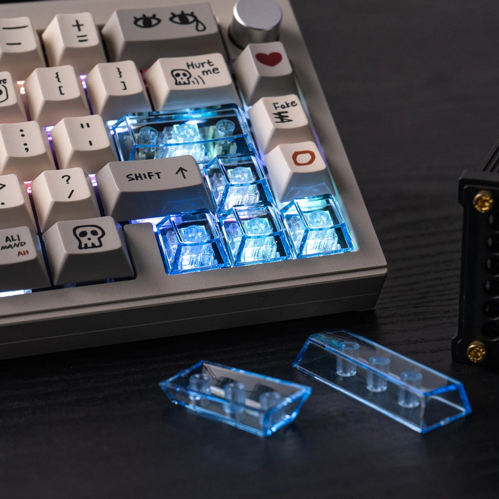 Red Transparent Keycap 10 Key Cherry Profile PC Keycap Space Bar 6.25U ESC Enter Shift Key Custom Keycap for Mechanical Keyboard
