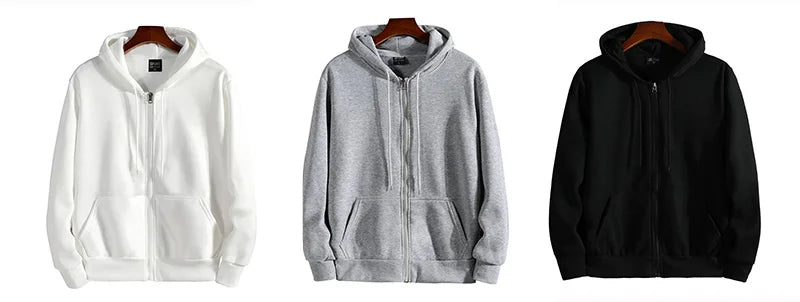 Zipper Hoodies Autumn Winter Men's New Long Sleeve Hooded Sweatshirt Fashion Casual Male Outfit Sportwear Loose Fit Clothes