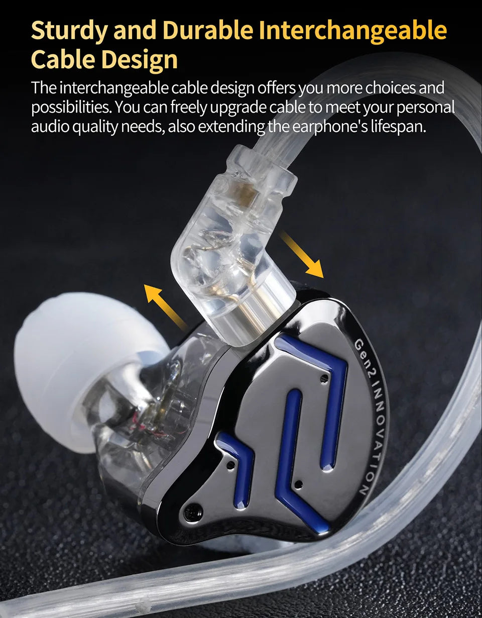KZ ZSN Pro 2 Hybrid Drive 1BA+1DD In Ear Metal Earphones HIFI Bass Headset Monitor Earbuds Sport Noise Cancelling Headphone