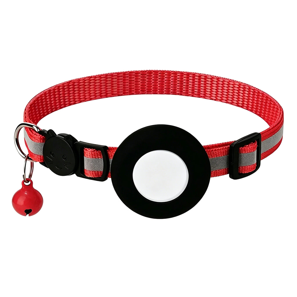 Airtag Cat Collar, Reflective Breakaway Safety Buckle with Bell, Adjustable Anti-Lost GPS Collar Holder for Kittens Puppies