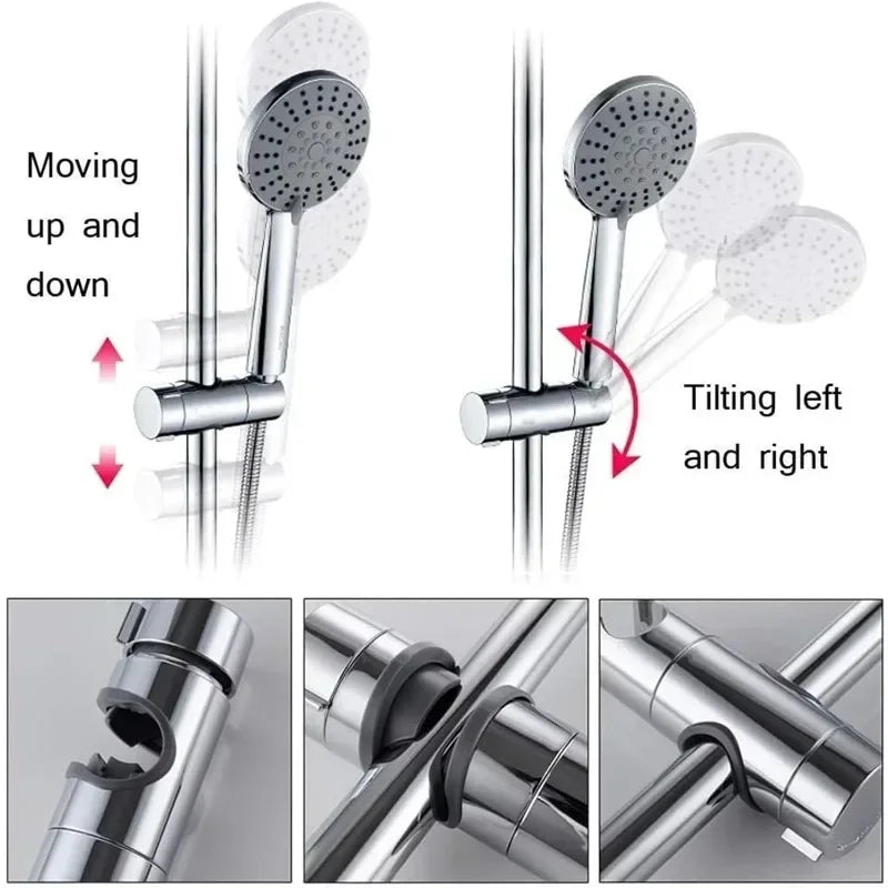 1pc Universal Shower Head Holder Adjustable 18~25mm ABS Chrome Shower Rail Holder Bathroom Accessories Shower Mounting Brackets