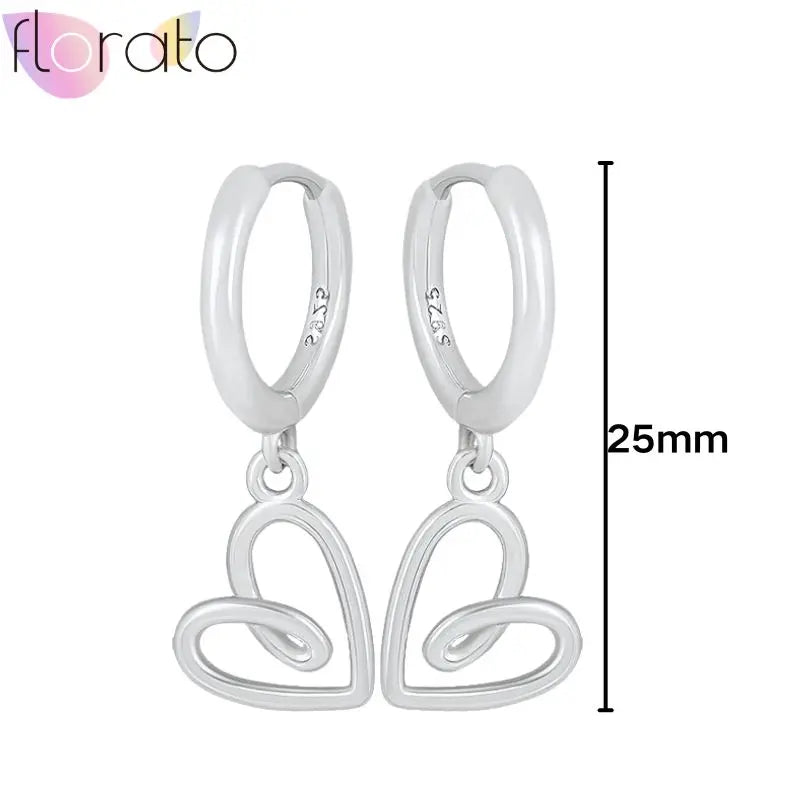 925 Sterling Silver Ear Buckle Retro Metal Heart Pendant Hoop Earrings for Women CZ Huggie Earrings Fashion Females Jewelry