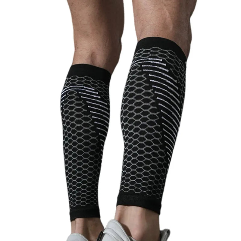 Sports Calf Compression Leg Sleeves for Running, Elastic Anti-Fatigue Shin Guards for Men Women Breathable Athletic Leg Support