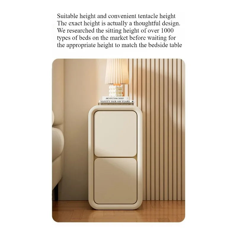 Cream wind bedside table light luxury French solid wood small ultra-narrow crevice mini modern simple bedside narrow cabinet