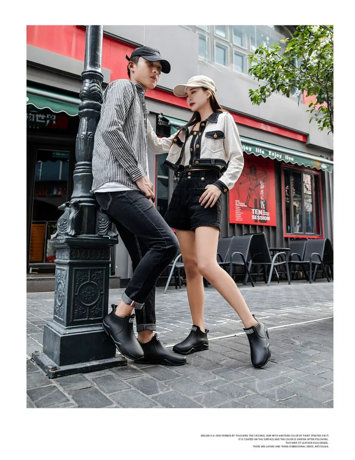 Fashionable Men & Women’s Ankle Rain Boots Anti-Slip Waterproof Shoes Work Boots Suitable For Summer & Winter Rainy & Snowy Day