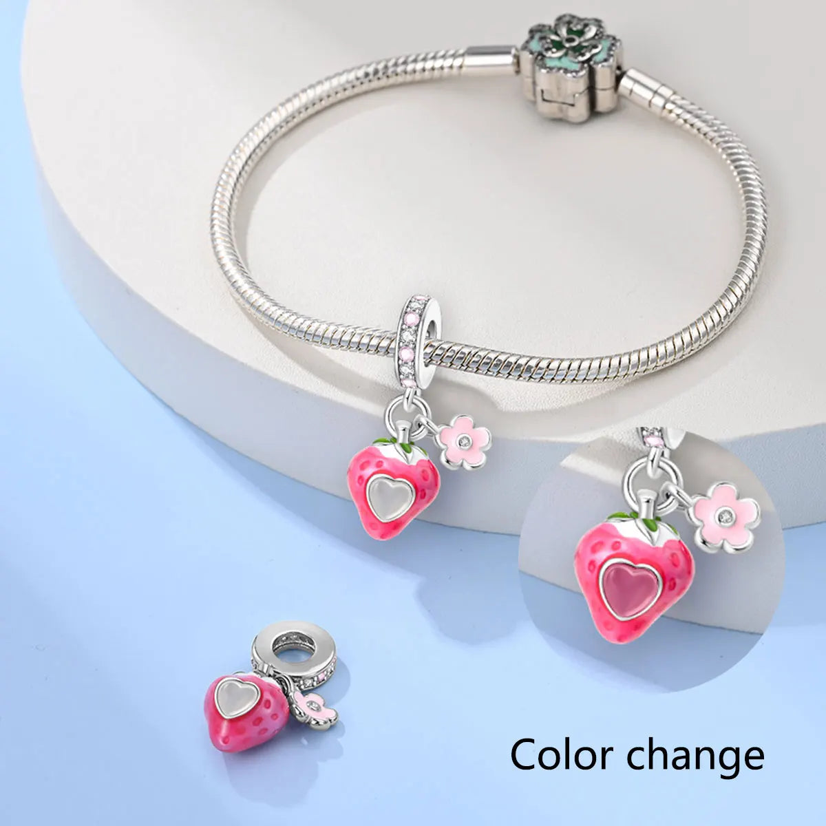 New 925 Silver Plated Strawberry Cherry Avocado Fruit Charms Beads Fit 3mm 925 Original Bracelets DIY Birthday Jewelry Gift