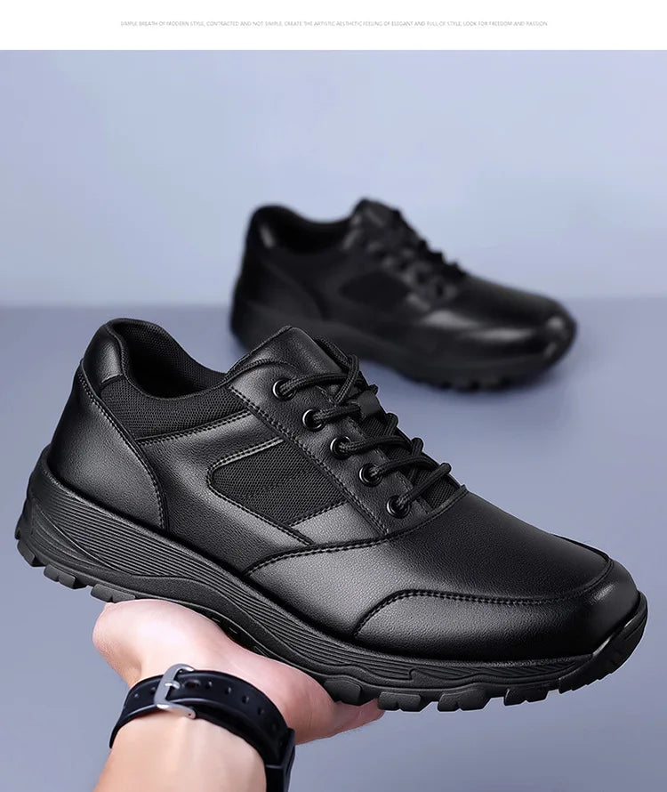 New Platform Cow Leather Casual Sneakers for Men Designer Autumn Winter Cotton Black Outdoor Men's Sports Shoes Zapatos Hombre