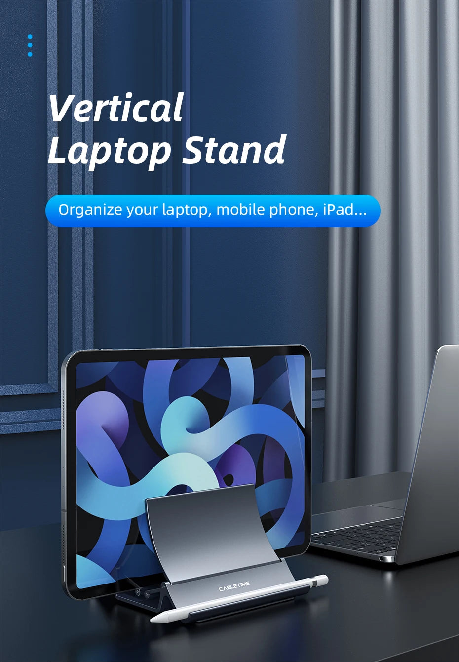 CABLETIME Vertical Laptop Stand Desktop Gravity Holder Notebook Support For MacBook Pro Air Surface HP Dell iPad Tablet Stand
