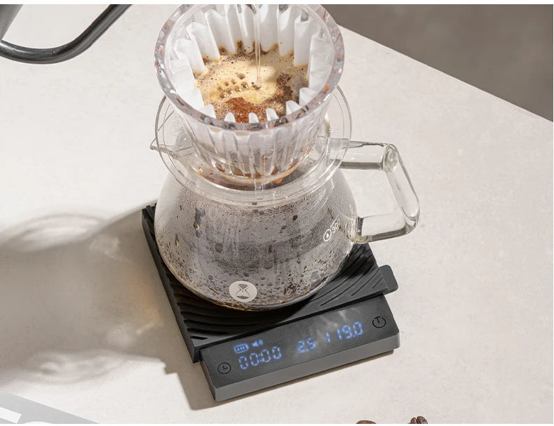 TIMEMORE Scale Black Mirror Mini Pour over Espresso Scale With Brewing Flow Rate and Heat Insulation Pad Electronic Coffee Scale