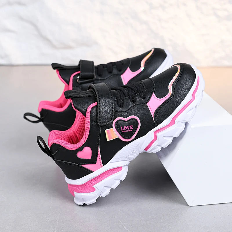 Autumn Girls Sneaker Children Leather Shoes PU Daily Kids Casual Walking Sneaker Platform Sports Tennis Sports Shoes Girl