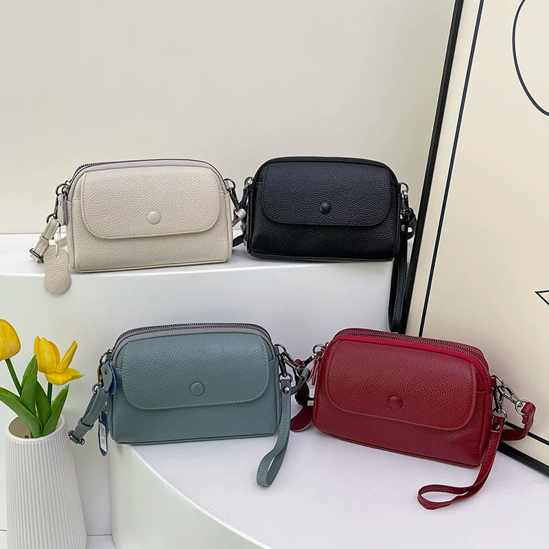 100% Genuine cowhide Women's Leather Mobile Phone Bag Crossbody Bags For Women Bag Designer Crossbody Bag Messenger Bags Sac