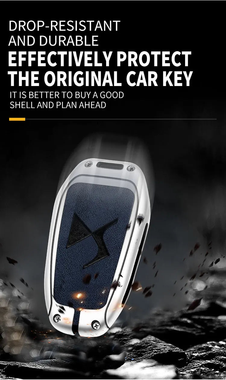 Zinc Alloy Car Key Case Cover Shell for DS DS7 DS5 DS6 DS9 New Energy DS4 Dias Protective Key Chain Bag Keyless Auto Accessories