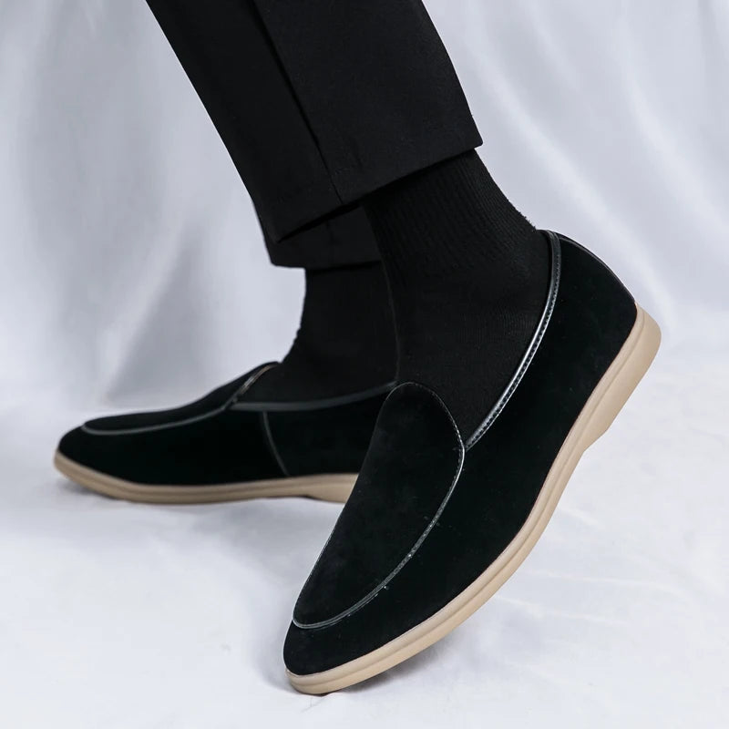 Autumn High-quality Suede Mens Loafers Simple Flat Casual Shoes Luxury Brand Nubuck Leather Outdoor Mocasin Party Wedding Shoes